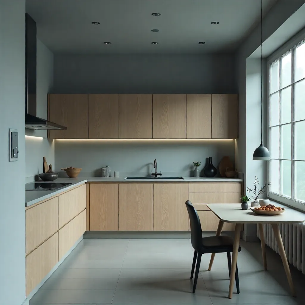 Clean kitchen with light wood and minimalist design